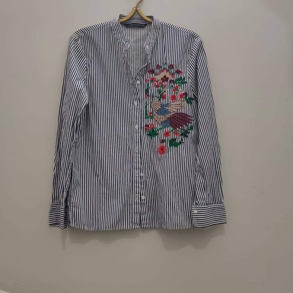 Zara Blouse stripe long sleeved - Picture 1 of 5